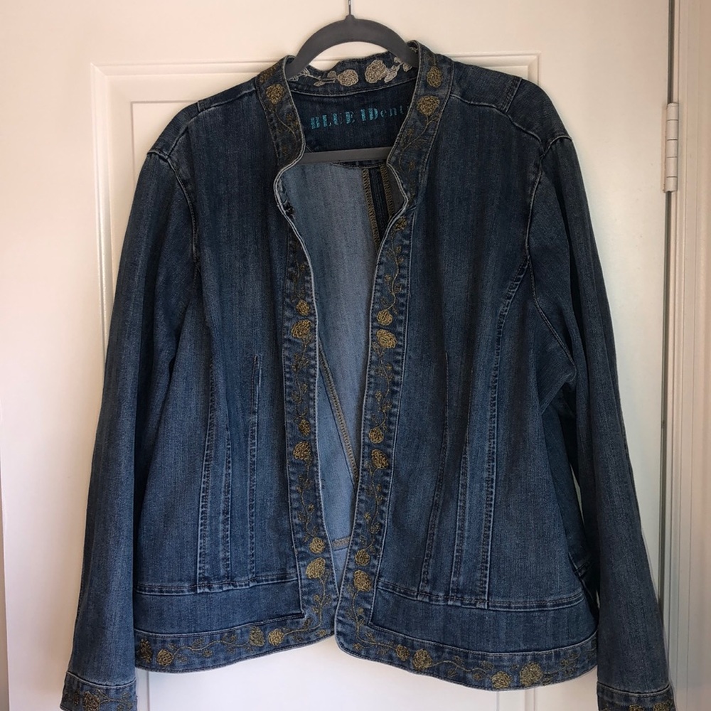 Blue Identity 2x Denim Rose Embroidered Jacket